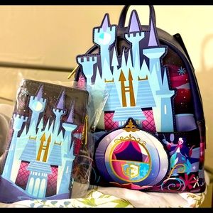 Cinderella castle 3-D Loungefly backpack + matching wallet NWT